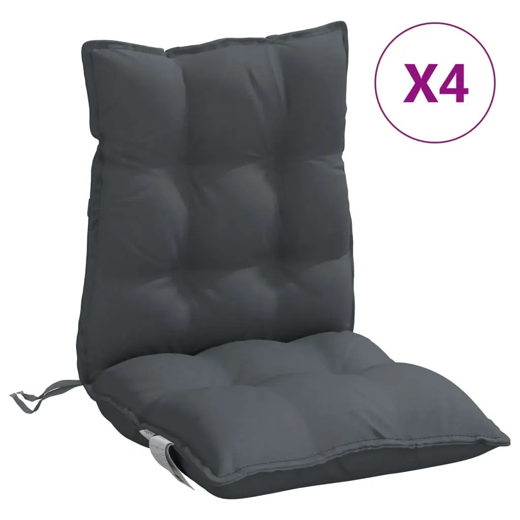 Anthracite Low Back Chair Cushions 4 Pack