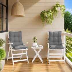 Durable Grey Oxford Fabric Lowback Chair Cushions - 2 Pieces