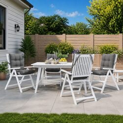 Durable Grey Oxford Lowback Chair Cushions 4-Piece Set