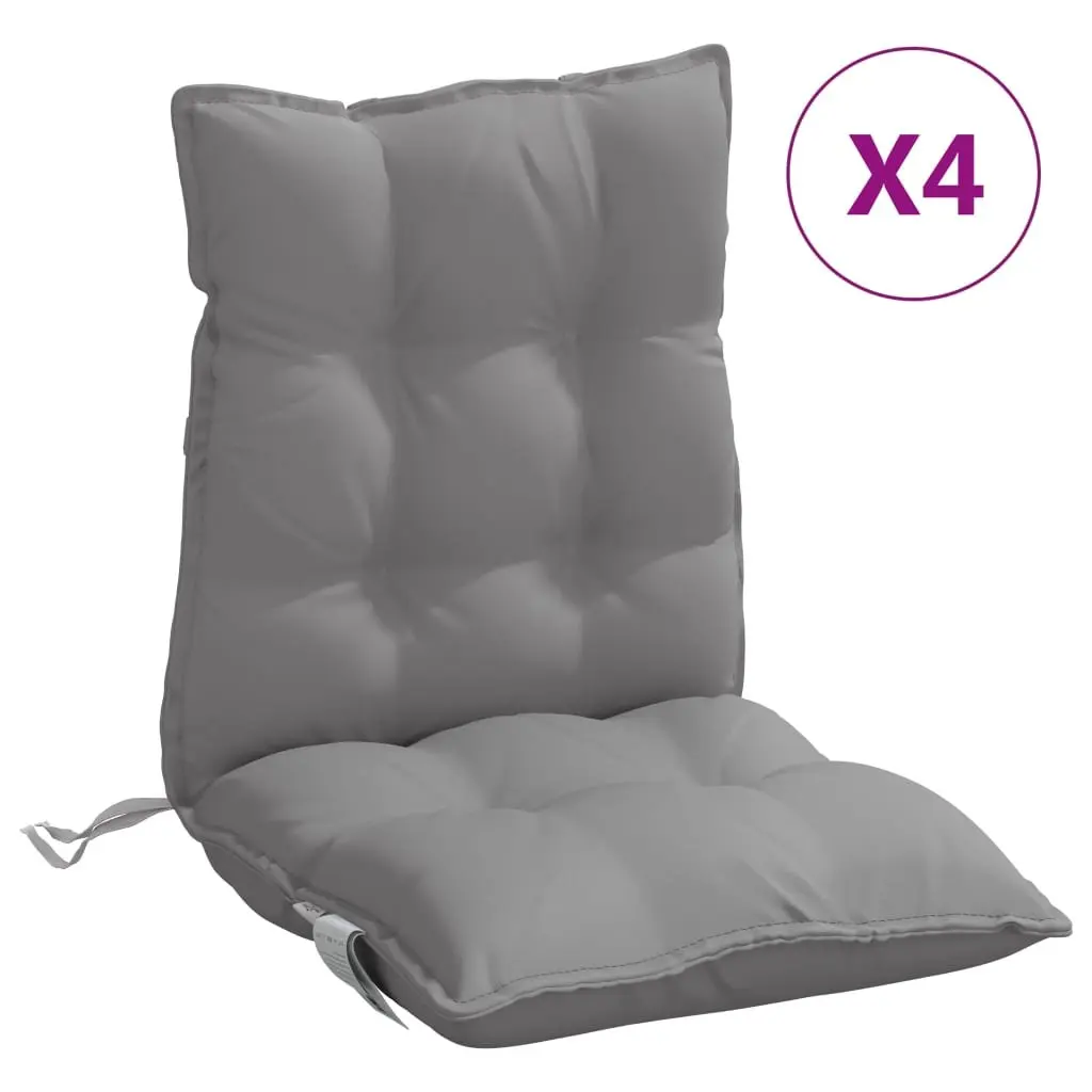 Grey Oxford Lowback Chair Cushions 4-Piece Set