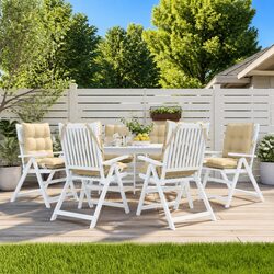 Beige Outdoor Lowback Chair Cushions 6 pcs Oxford Fabric