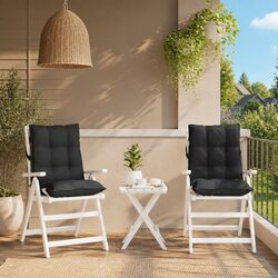 Durable Lowback Chair Cushions 2 pcs Black Oxford Fabric