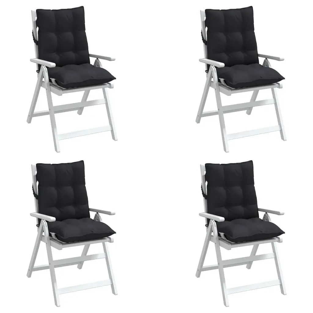 Black Oxford Fabric Lowback Chair Cushions Set