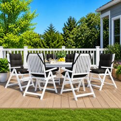 Durable Outdoor Chair Cushions 6 Pack Black Oxford Fabric