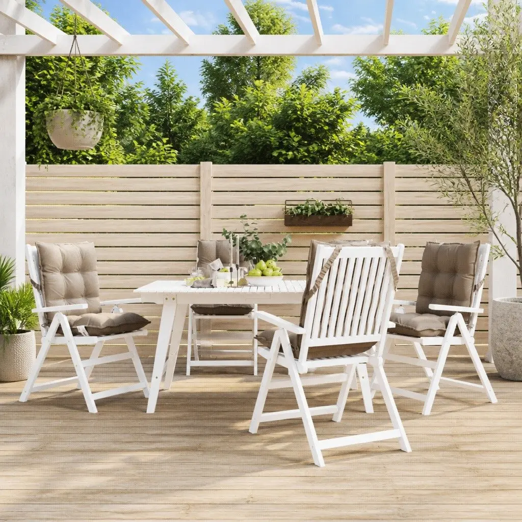 Lowback Chair Cushions 4 Pieces Taupe Oxford Fabric Outdoor Garden Patio Seat