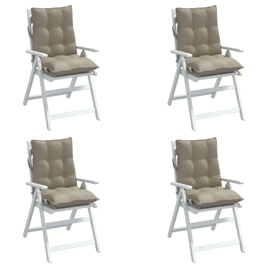 Lowback Chair Cushions 4 Pieces Taupe Oxford Fabric Outdoor Garden Patio Seat