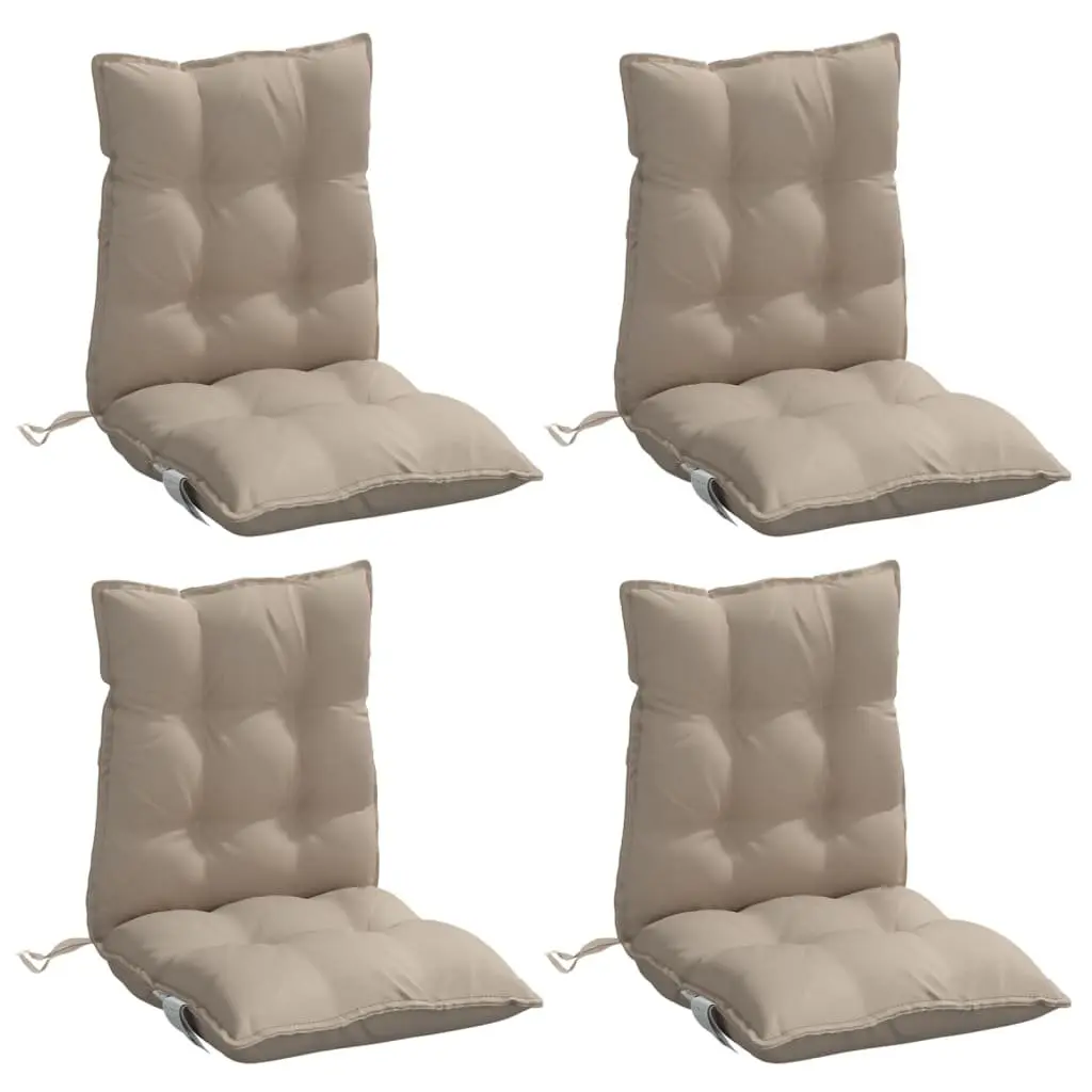 Lowback Chair Cushions 4 Pieces Taupe Oxford Fabric Outdoor Garden Patio Seat