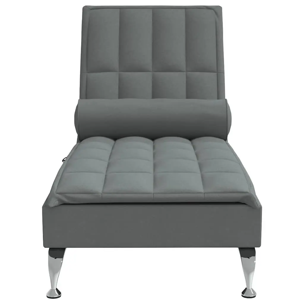 Massage Chaise Lounge Fabric Grey Vibration