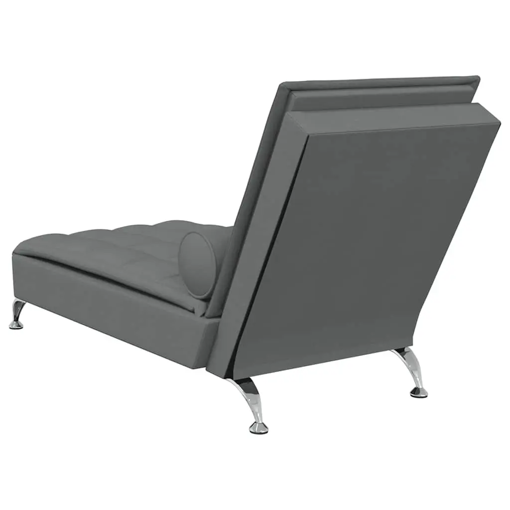 Massage Chaise Lounge Fabric Grey Vibration