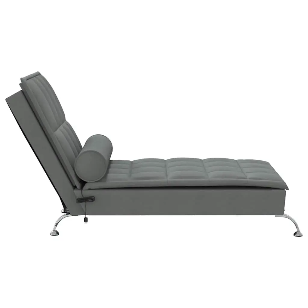 Massage Chaise Lounge Fabric Grey Vibration