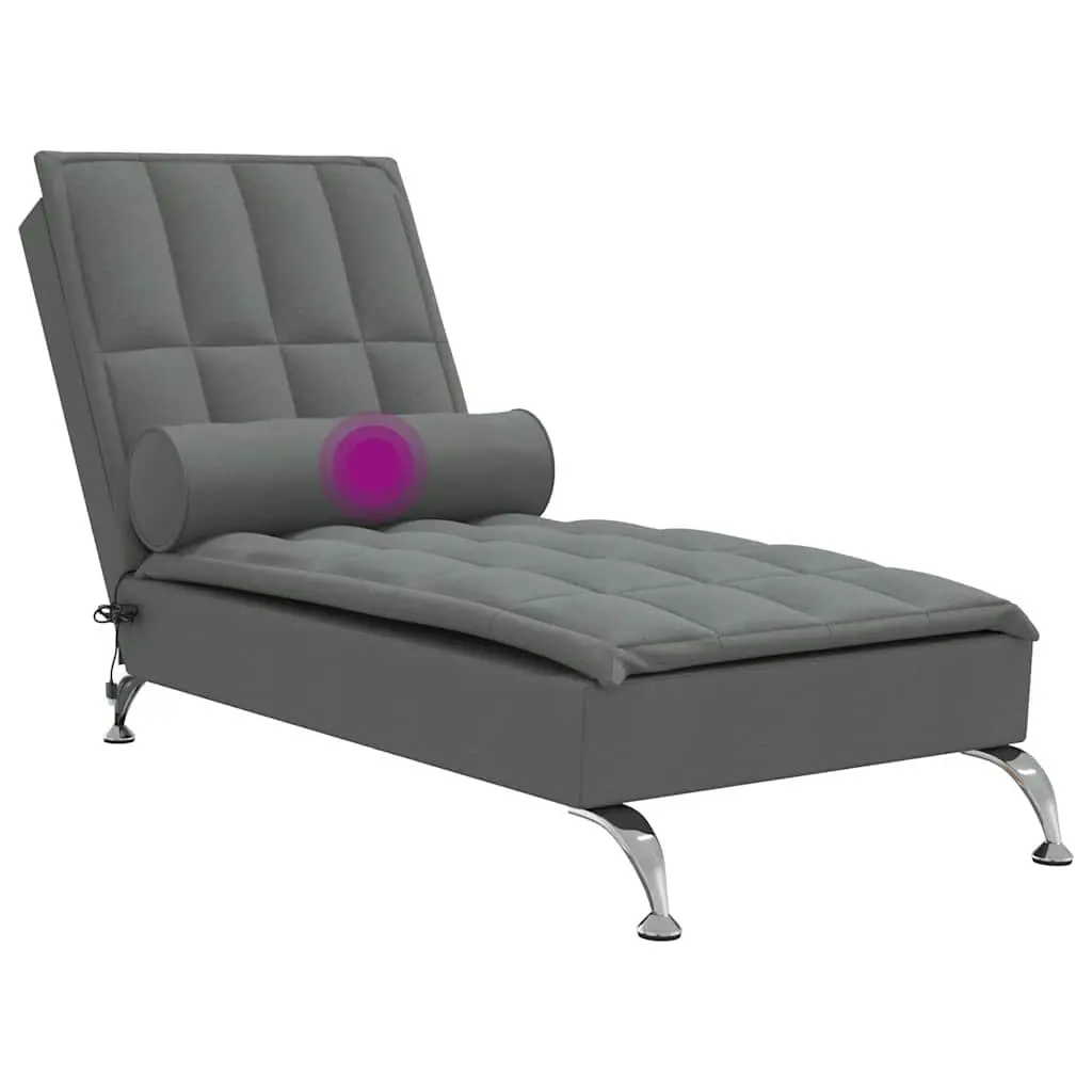 Massage Chaise Lounge Fabric Grey Vibration