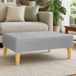 Durable Light Grey Fabric Footstool with Plywood Frame
