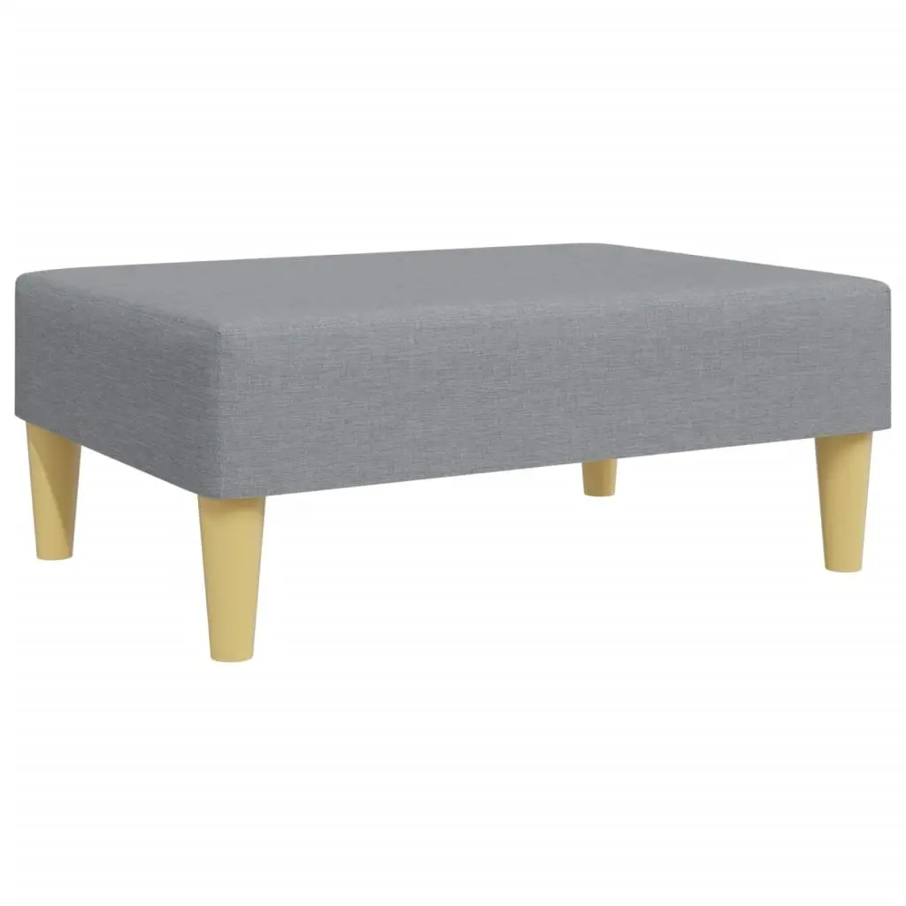 Light Grey Fabric Footstool with Plywood Frame