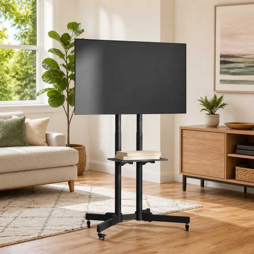 Height Adjustable Rolling TV Stand for 32-70 Inch Screens