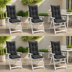 Durable Highback Chair Cushions 6 pcs Anthracite 120x50x7 cm