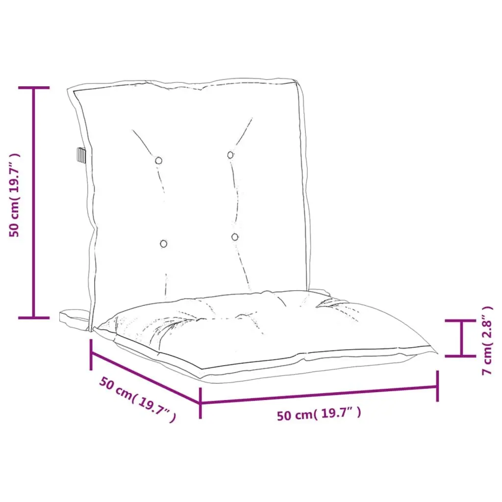 Lowback Chair Cushions Polyester 100 x 50 x 7 cm Anthracite 2 Piece