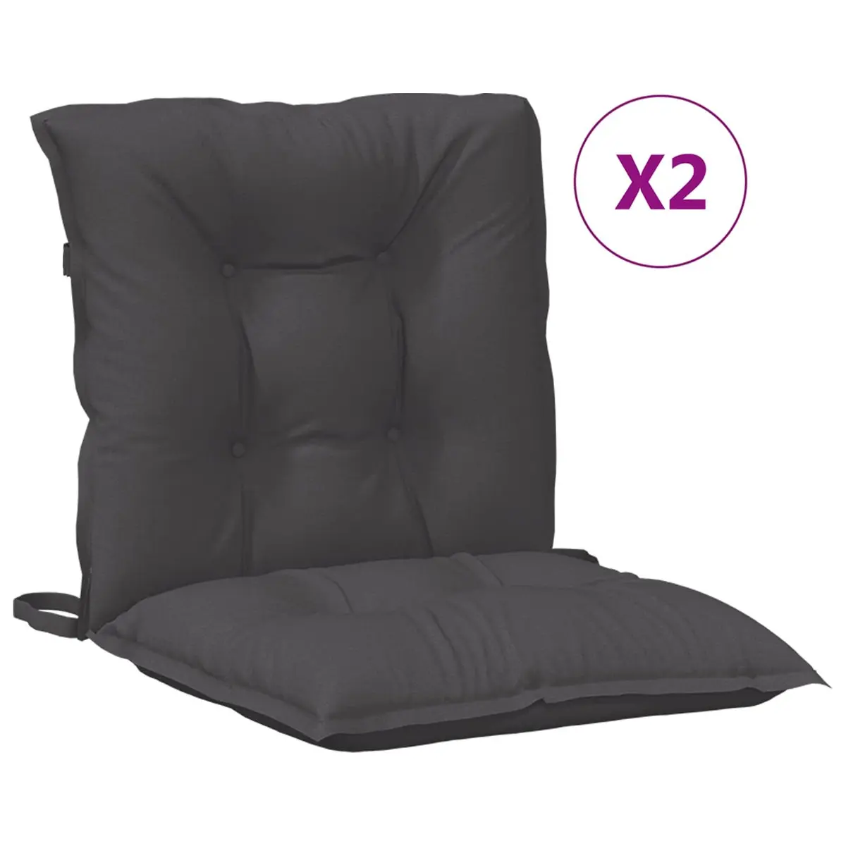 Lowback Chair Cushions Polyester 100 x 50 x 7 cm Anthracite 2 Piece