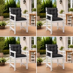 Set of 4 Anthracite Lowback Chair Cushions for Outdoor Use