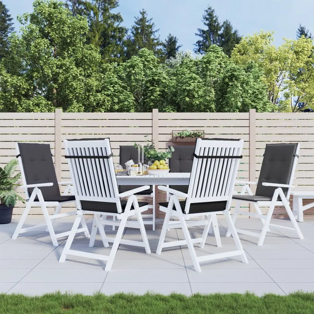6 Pack Anthracite Highback Chair Cushions for Outdoor Use