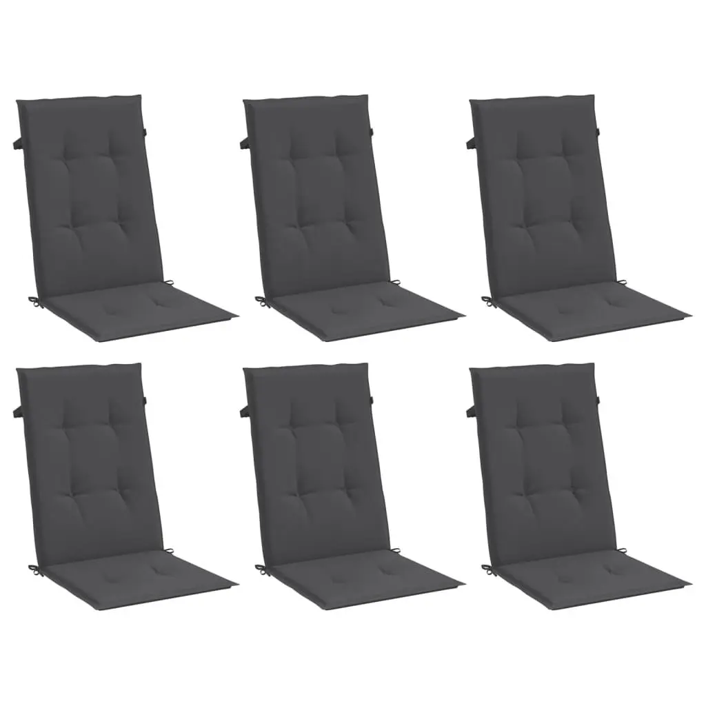 6 Pack Anthracite Highback Chair Cushions for Outdoor Use