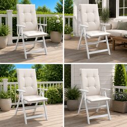 Durable Highback Chair Cushions 4 pcs Cream for Outdoor