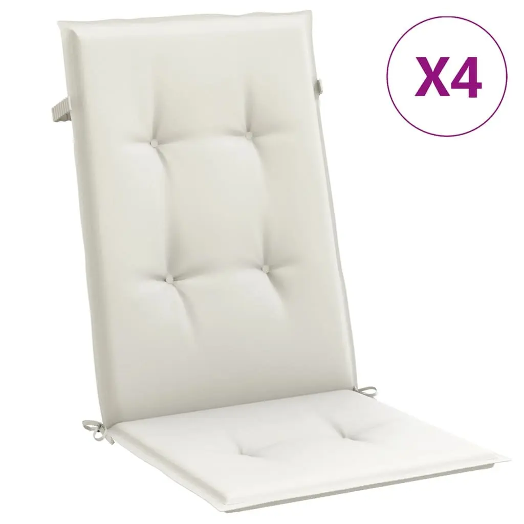 Highback Chair Cushions Polyester 120 x 50 x 4 cm Cream 4 Piece
