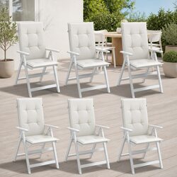 Cream Highback Chair Cushions Set of 6 for Outdoor Use