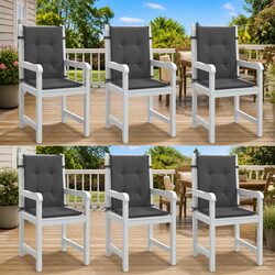 High-Quality Lowback Chair Cushions Set of 6 Anthracite
