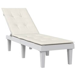 Cream Outdoor Deck Chair Cushion with Non-Slip Design