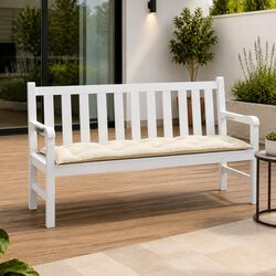 Durable Cream Garden Bench Cushion for Outdoor Use