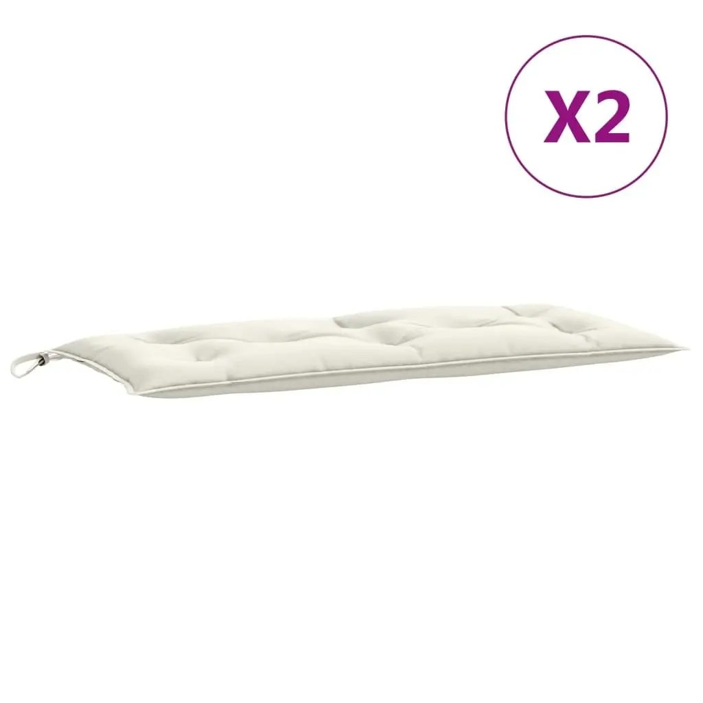 Garden Bench Cushions 2 Pieces Cream Outdoor Patio Seating Pad Cushion Set