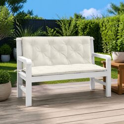Durable Garden Bench Cushions 2-Piece Set Cream 120x50x7 cm