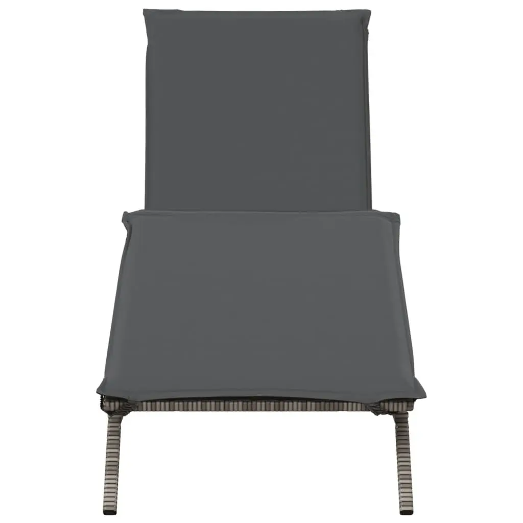 Sun Lounger PE Rattan Adjustable Backrest Footrest Grey