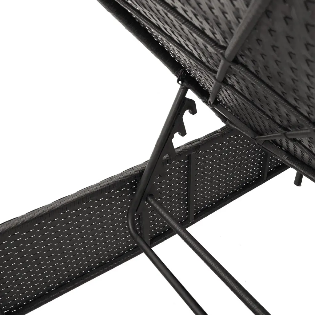 Adjustable Backrest Sun Lounger with Cushion in Black