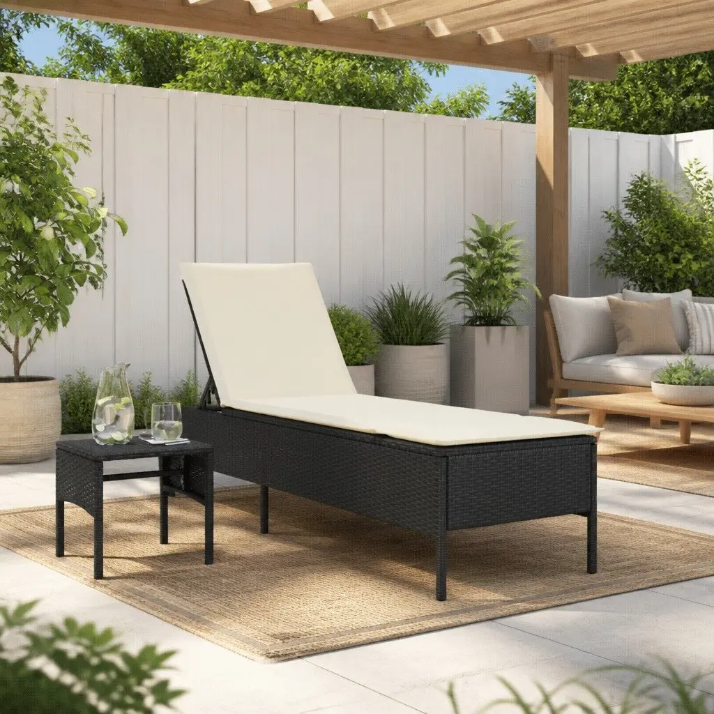 Sun Lounger with Adjustable Backrest and Side Table