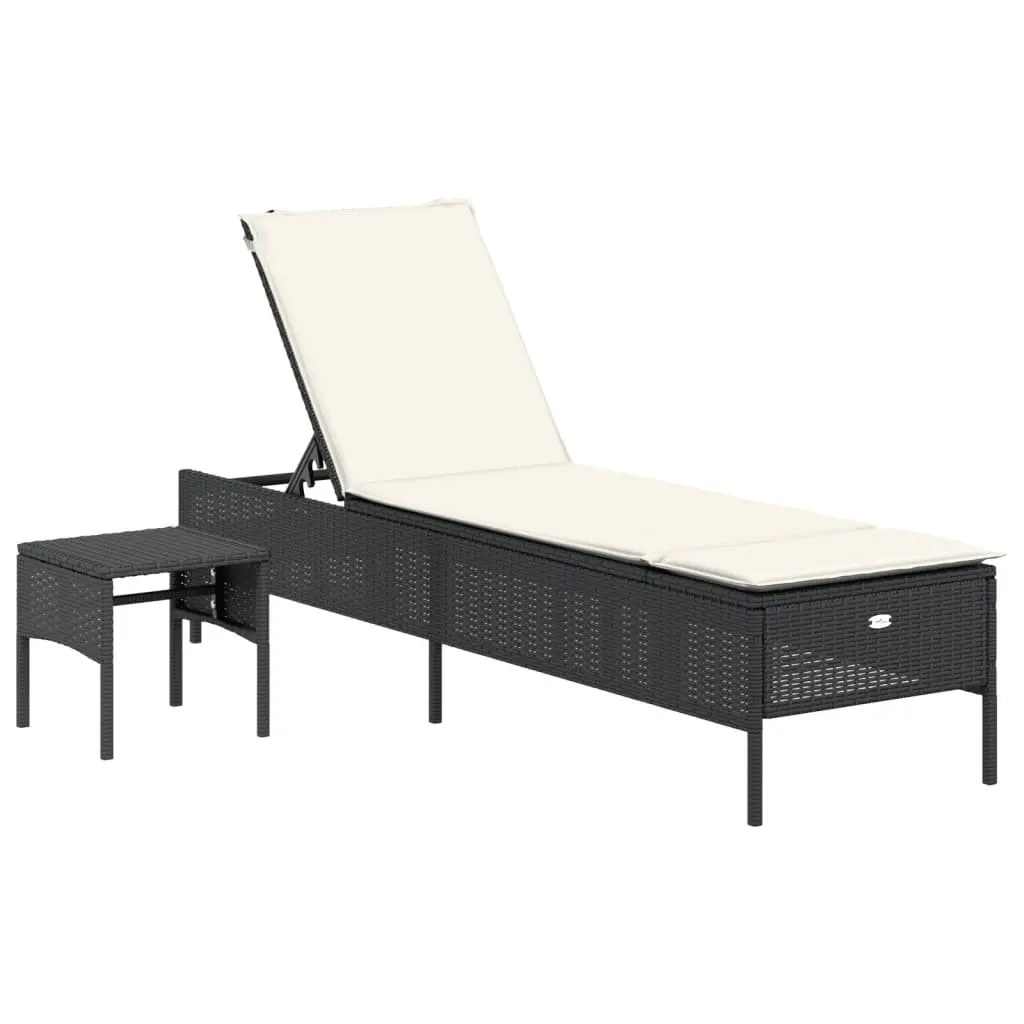 Sun Lounger with Adjustable Backrest and Side Table