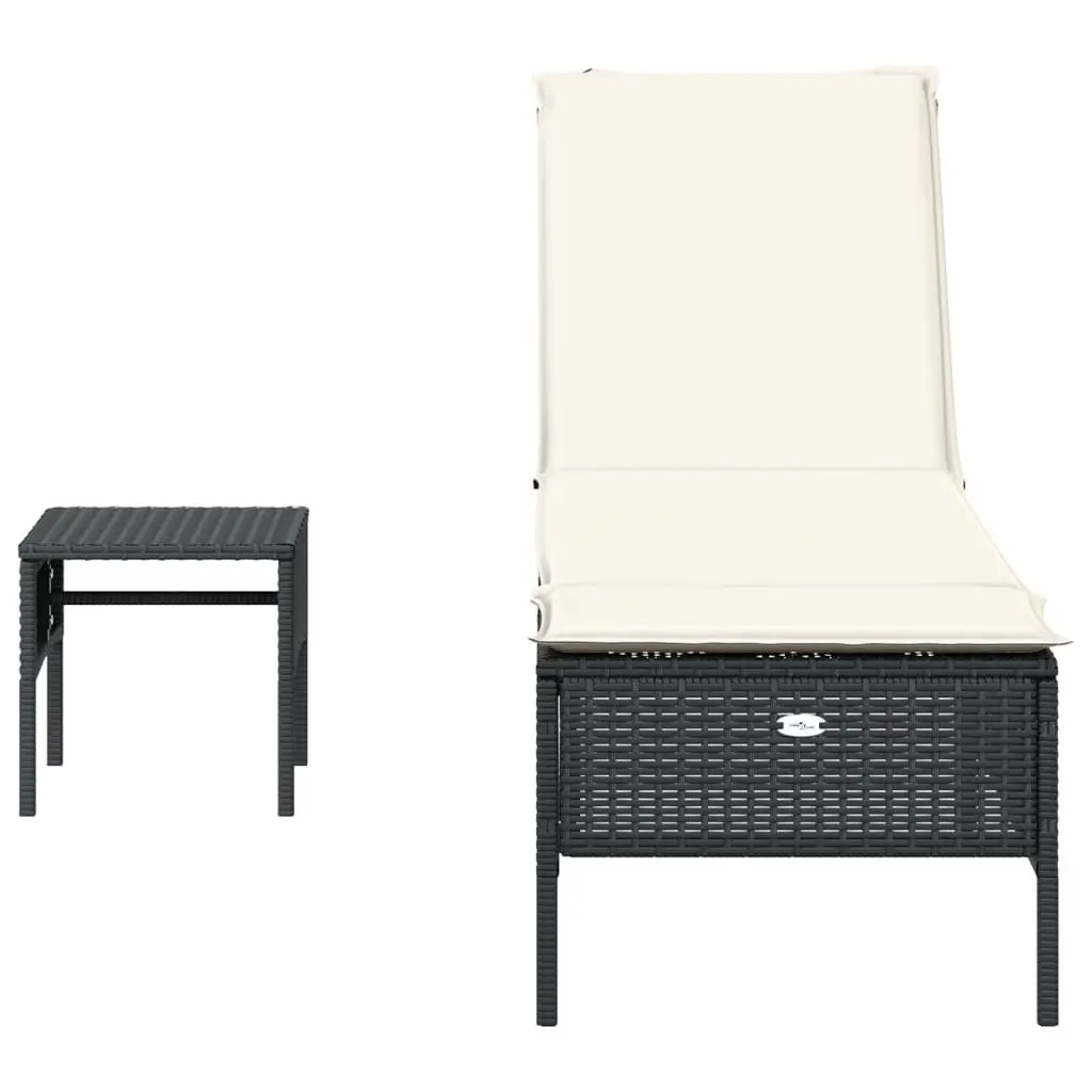 Sun Lounger with Adjustable Backrest and Side Table