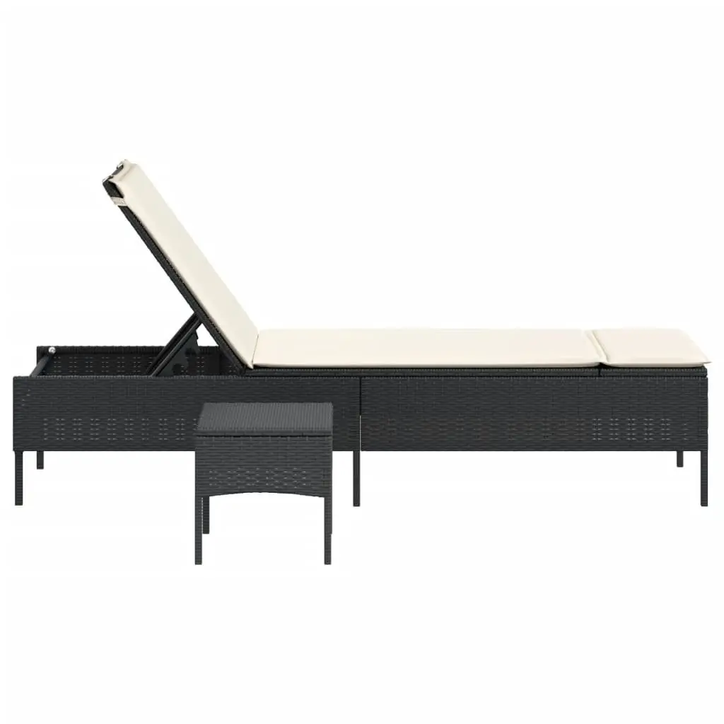 Sun Lounger with Adjustable Backrest and Side Table