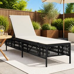 Premium Adjustable Backrest Sun Lounger with Cushion