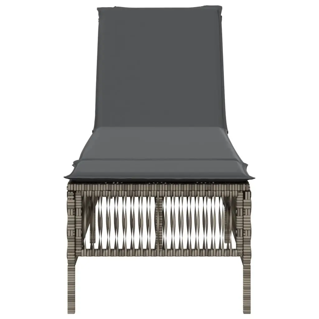Sun Lounger with Cushion Grey Adjustable Backrest Outdoor Reclining Chair