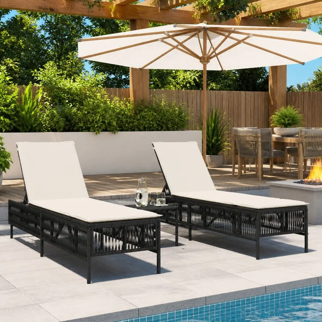 Sun Loungers Set with Adjustable Backrest