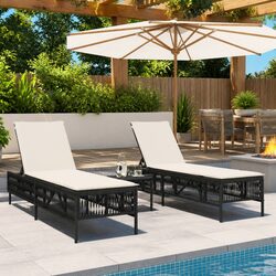 Durable Sun Loungers Set with Adjustable Backrest