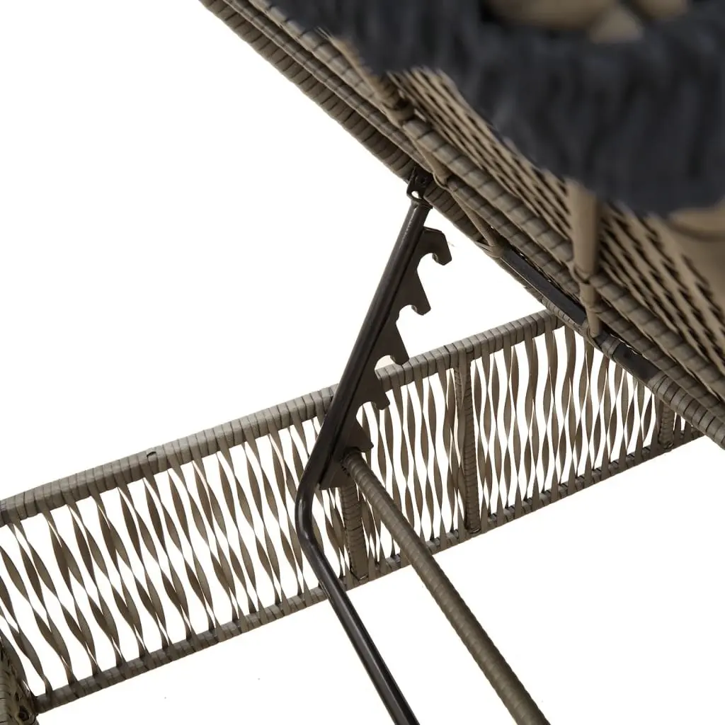 Sun Loungers Set 2 pcs Grey Outdoor Garden Furniture with Table Adjustable