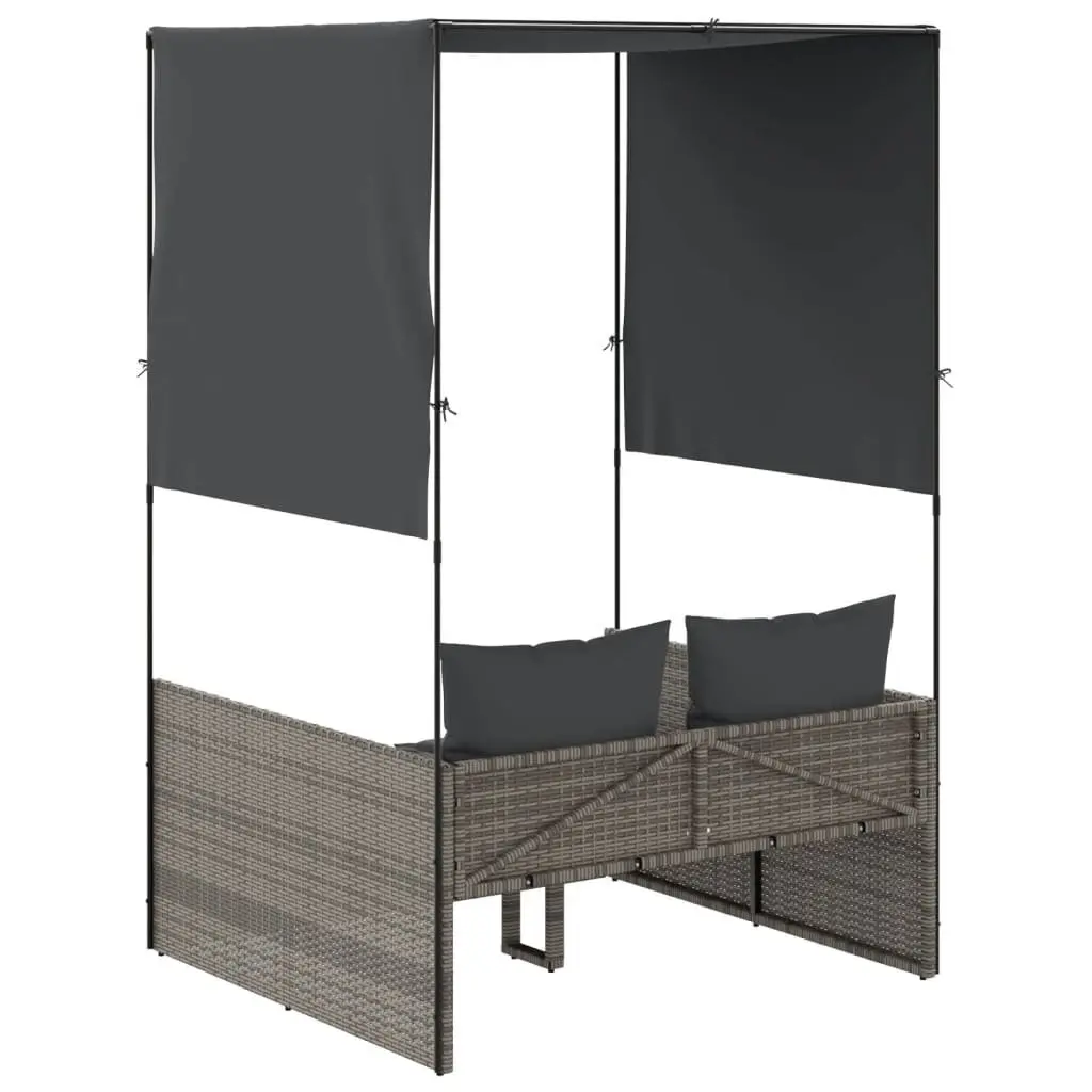 Double Sun Lounger PE Poly Rattan Grey Outdoor Garden Furniture