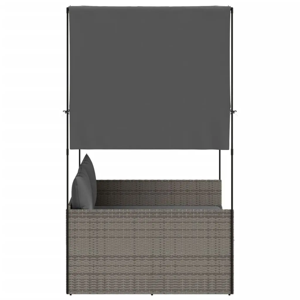 Double Sun Lounger PE Poly Rattan Grey Outdoor Garden Furniture