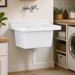 Durable Wall-Mounted Resin Sink Washbasin 50x35x24cm