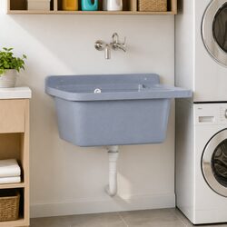 Durable Grey Utility Sink Washbasin for Wall Mounting