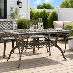 Durable Cast Aluminium Garden Table with Umbrella Hole 150x90x72cm