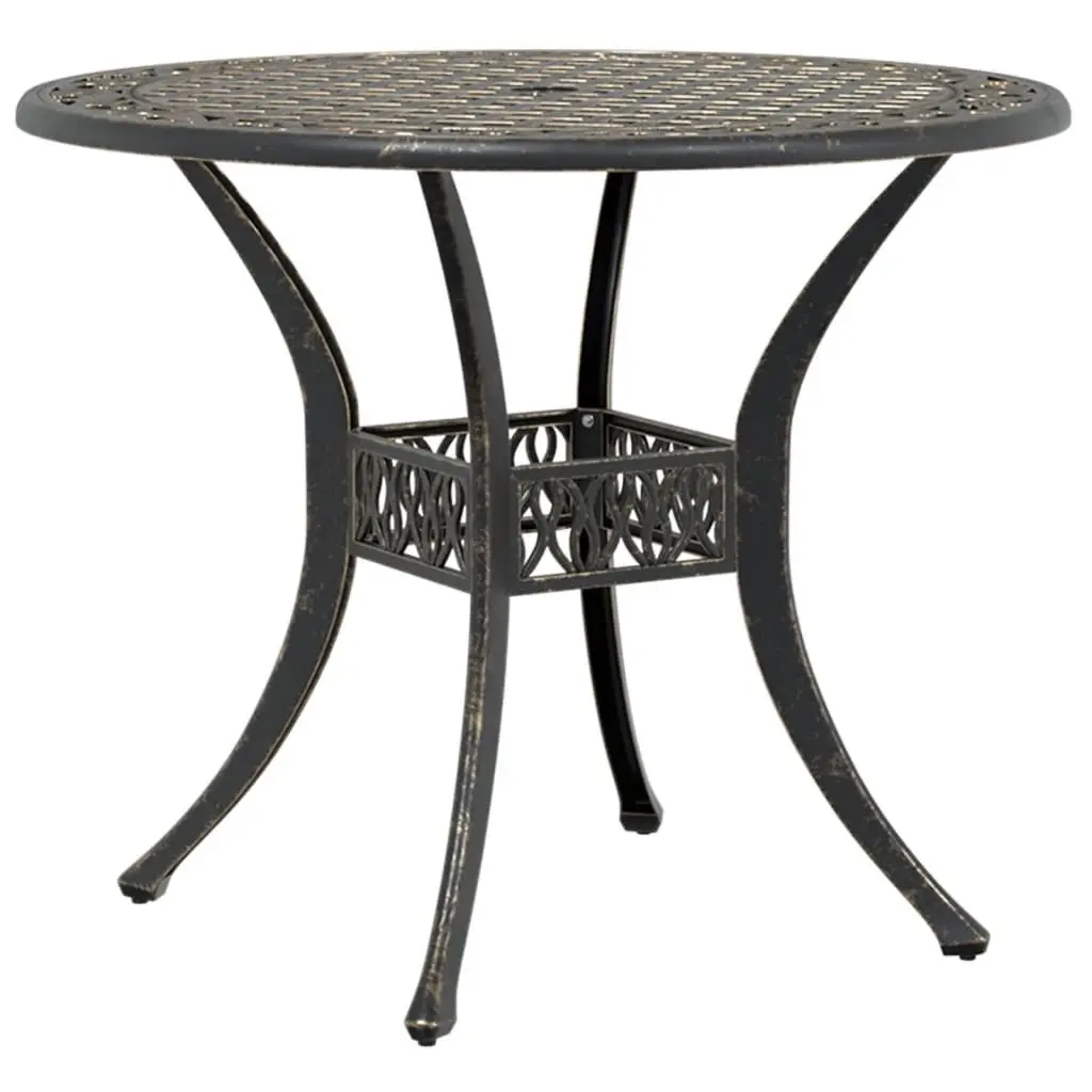 Garden Table Cast Aluminium Brown Ø90x75 cm