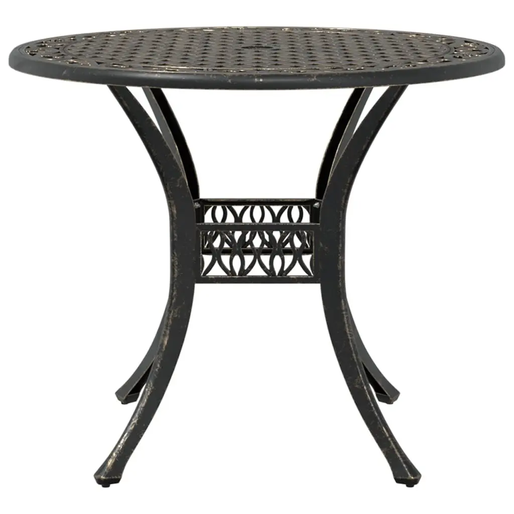 Garden Table Cast Aluminium Brown Ø90x75 cm